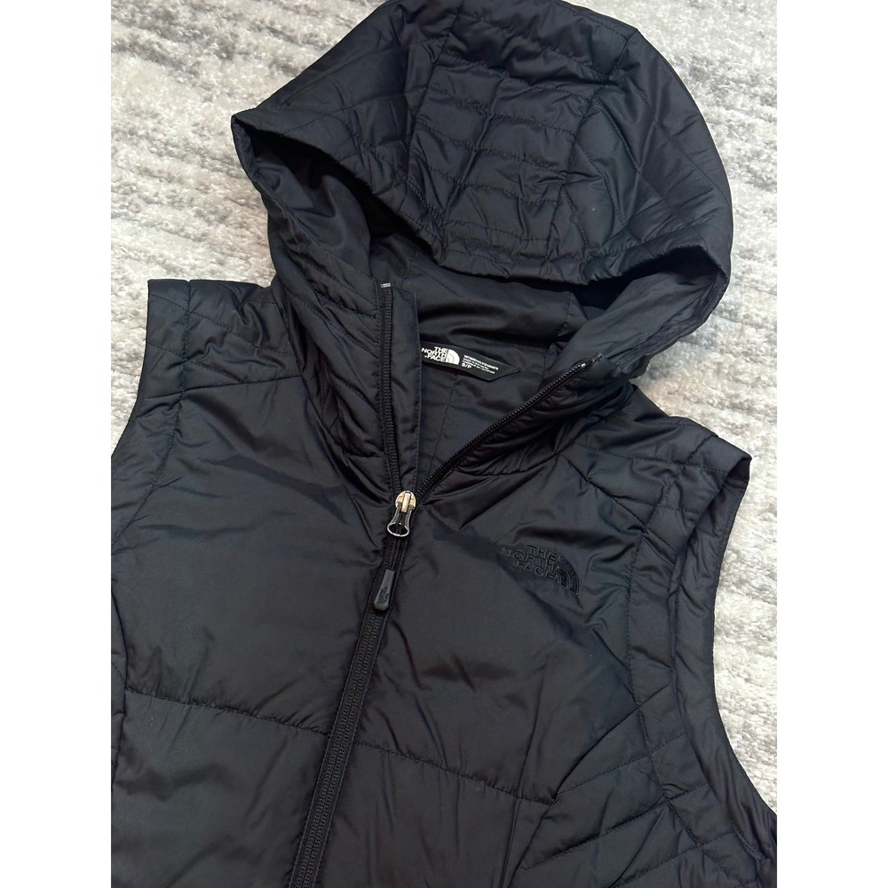 The North Face Hooded Puffer Vest Womens Small Black Quilted Insulated